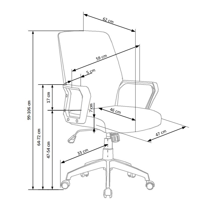 Scaun de birou LONA, alb/gri deschis