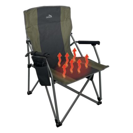 Scaun de camping pliant cu încălzire 11/5V verde/gri