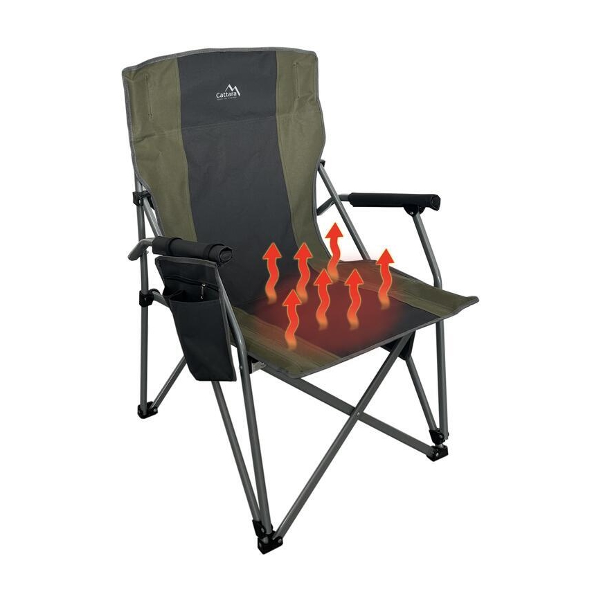 Scaun de camping pliant cu încălzire 11/5V verde/gri