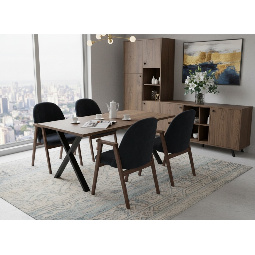 Scaun de dining GARDA nuc/antracit