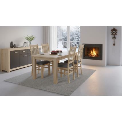 Scaun de dining SIMON, stejar/gri închis