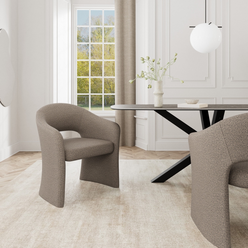 Scaun de dining TORI cu cotiere taupe