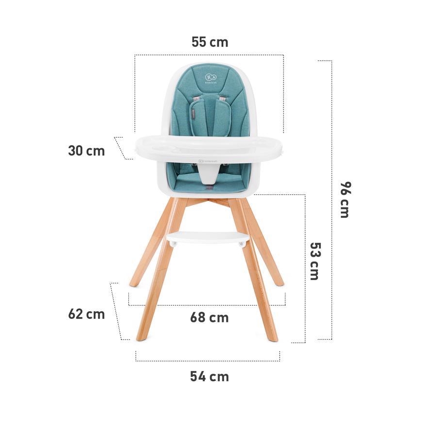 Scaun de masă 2 în 1 pentru bebeluși TIXI gri KINDERKRAFT