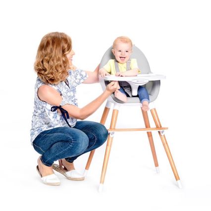Scaun de masă pentru bebeluși FINI gri/alb KINDERKRAFT