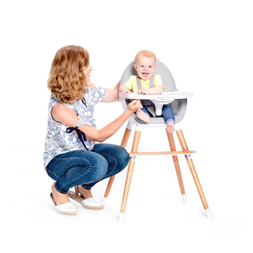Scaun de masă pentru bebeluși FINI gri/alb KINDERKRAFT