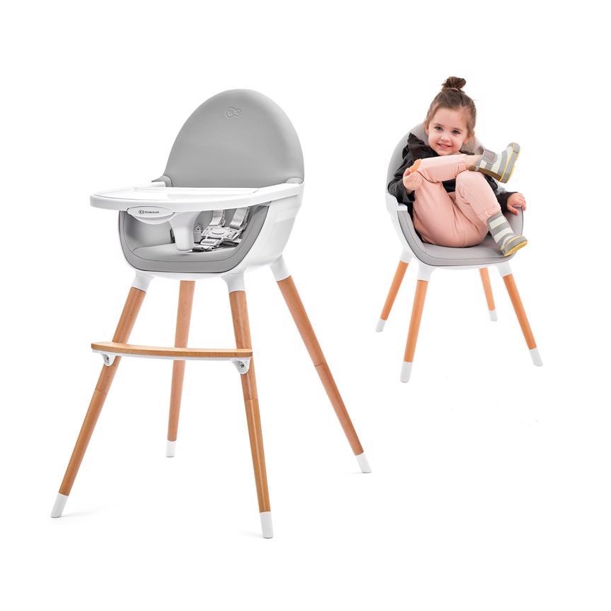 Scaun de masă pentru bebeluși FINI gri/alb KINDERKRAFT
