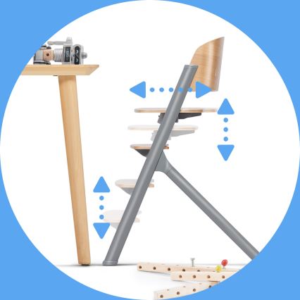 Scaun de masă pentru copii 3 în 1 KINDERKRAFT SELECT LIVY Premium stejar + șezlong CALMEE