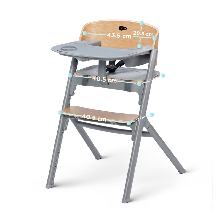 Scaun de masă pentru copii 3 în 1 KINDERKRAFT SELECT LIVY Premium stejar + șezlong CALMEE