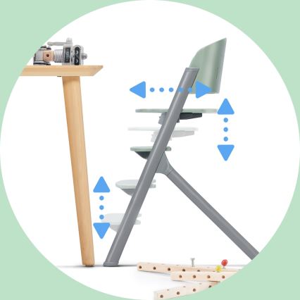 Scaun de masă pentru copii 3 în 1 KINDERKRAFT SELECT LIVY Premium Olive green + șezlong CALMEE