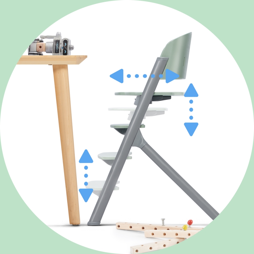 Scaun de masă pentru copii 3 în 1 KINDERKRAFT SELECT LIVY Premium Olive green + șezlong CALMEE