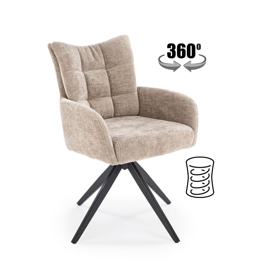 Scaun de masă rotativ NUVO 1 buc. bej/negru