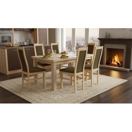 Scaun de masă ZOE, stejar/maro închis