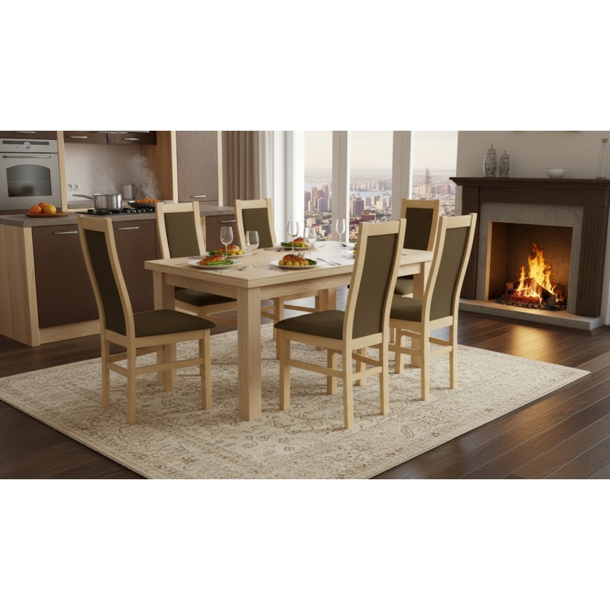 Scaun de masă ZOE, stejar/maro închis