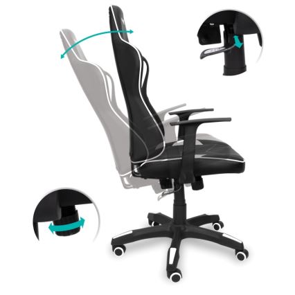 Scaun pentru jocuri video CONNECT IT CGC-0700-WH LeMans Pro negru/alb