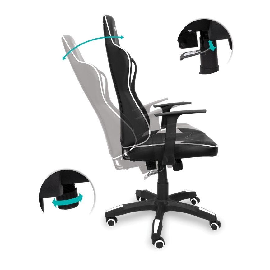 Scaun pentru jocuri video CONNECT IT CGC-0700-WH LeMans Pro negru/alb