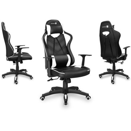 Scaun pentru jocuri video CONNECT IT CGC-0700-WH LeMans Pro negru/alb