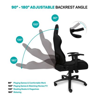 Scaun pentru jocuri video CONNECT IT CGC-1200-BK Monaco Pro negru