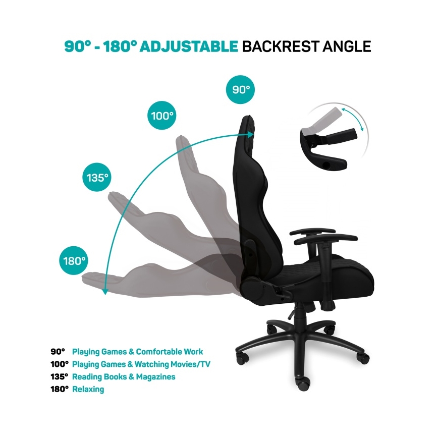 Scaun pentru jocuri video CONNECT IT CGC-1200-BK Monaco Pro negru