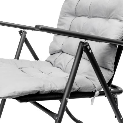 Scaun pliabil de drumeție cu saltea negru/gri