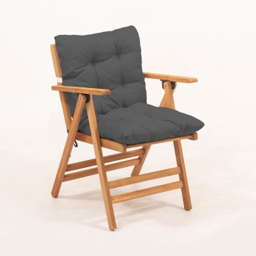 Scaun pliabil de grădină cu pernă, gri/carpen