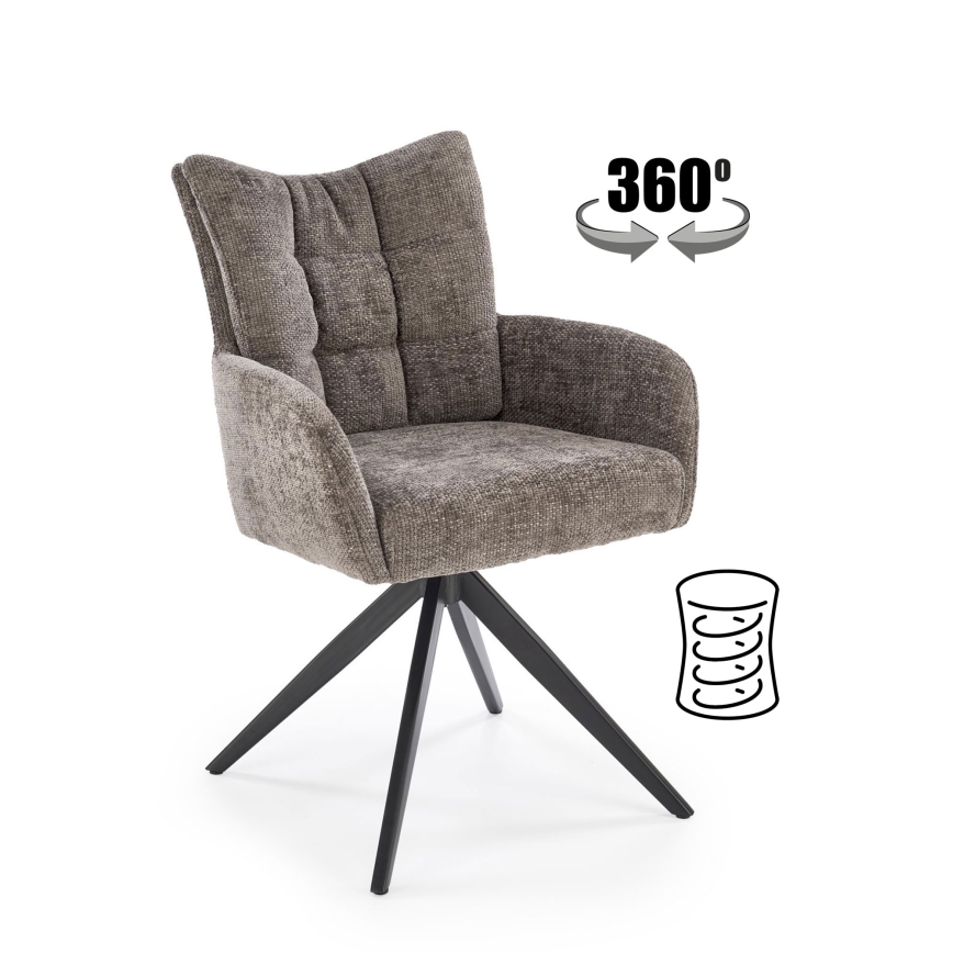 Scaun rotativ pentru dining NUVO 1 buc. gri/negru