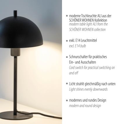 Schöner Wohnen 11726-18 - Lampă de masă ALI, 1xE14/15W/230V, neagră