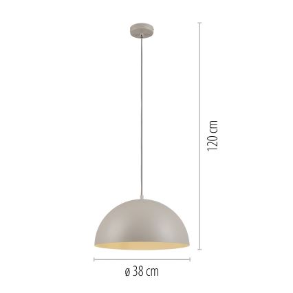 Schöner Wohnen 11728-39 - Lustră suspendată ALI pe cablu 1xE27/25W/230V Ø 38 cm, gri