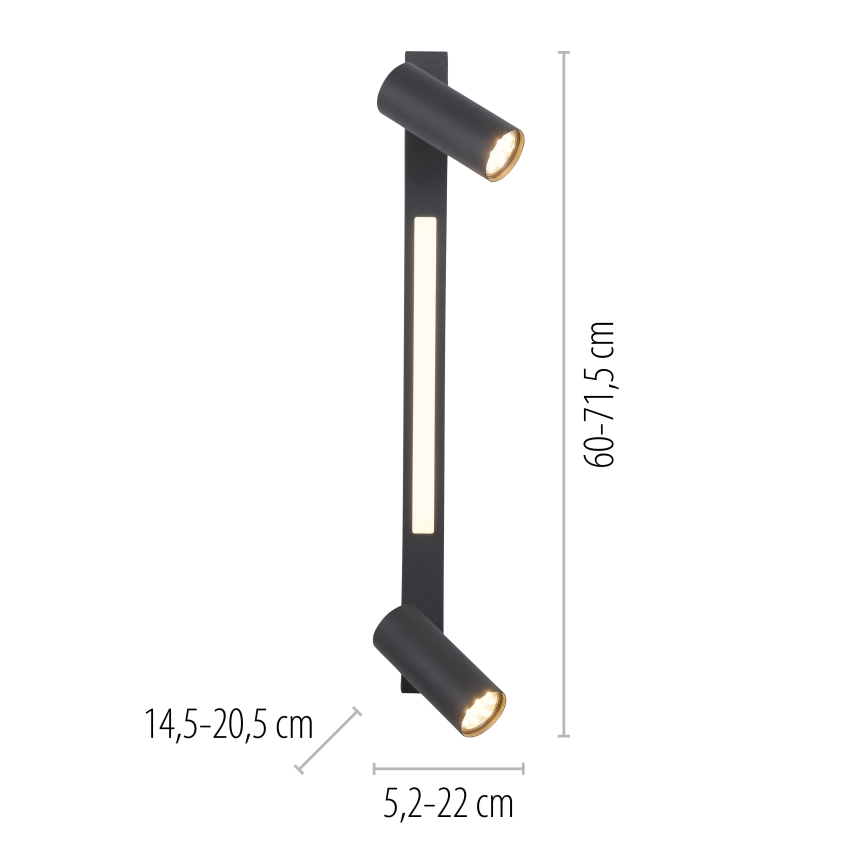 Schöner Wohnen DANTE 11793-18 - Spot LED 2xGU10/10W/230V + LED/7,2W, negru
