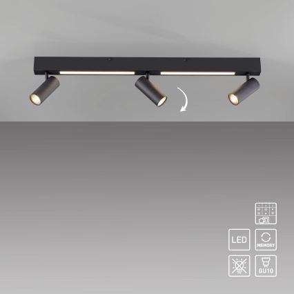 Schöner Wohnen 11794-18 - Spot LED DANTE 3xGU10/10W/230V + LED/14,4W negru