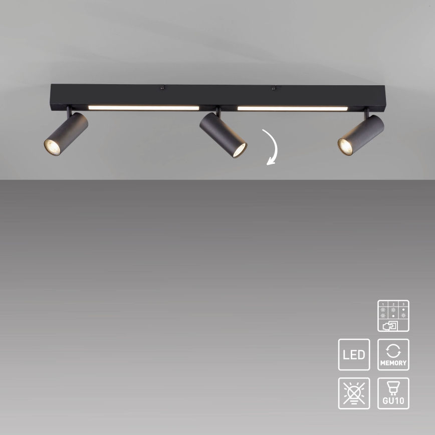 Schöner Wohnen 11794-18 - Spot LED DANTE 3xGU10/10W/230V + LED/14,4W negru