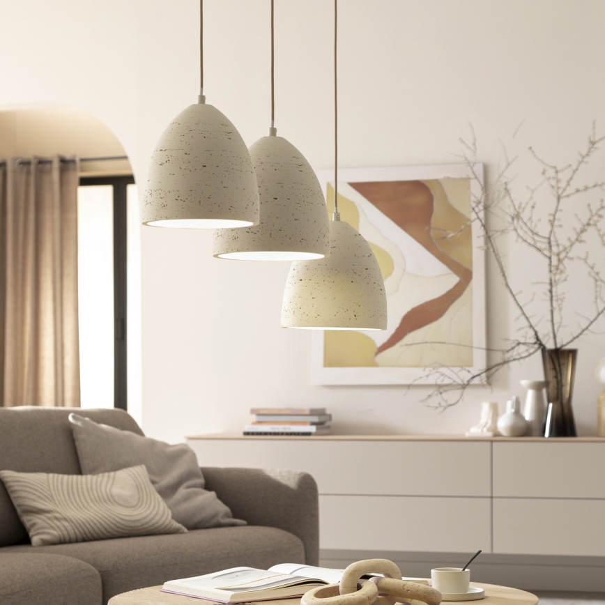 Schöner Wohnen 12541-42 - Lustră pe cablu TRAVENTA, 3 x E27/40W/230V, beton