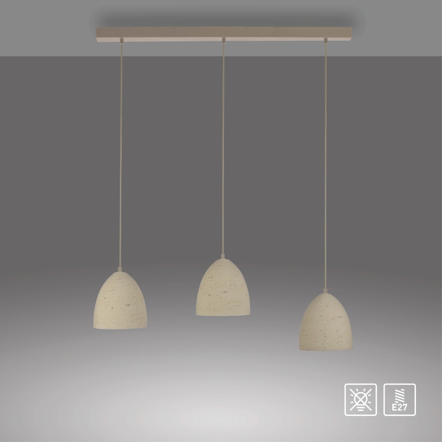 Schöner Wohnen 12541-42 - Lustră pe cablu TRAVENTA, 3 x E27/40W/230V, beton
