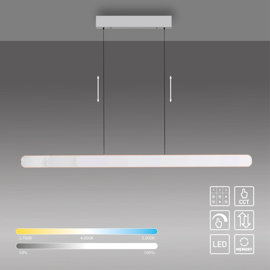 Schöner Wohnen 12577-16 - Pendul LED compatibil cu dimmer pe cablu ADRIANA ROUND 2xLED/24W/230V 2700/3000/3500/4000/5000K 160 cm alb