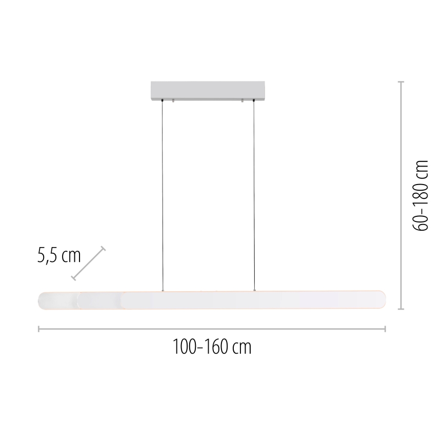 Schöner Wohnen 12577-16 - Pendul LED compatibil cu dimmer pe cablu ADRIANA ROUND 2xLED/24W/230V 2700/3000/3500/4000/5000K 160 cm alb
