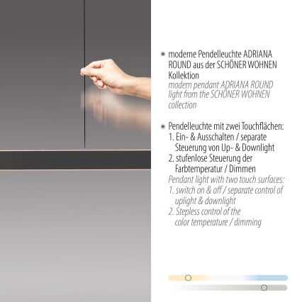 Schöner Wohnen 12577-18 - Lustră LED dimabilă pe cablu ADRIANA ROUND 2xLED/24W/230V 2700/3000/3500/4000/5000K 160 cm neagră