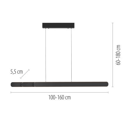 Schöner Wohnen 12577-18 - Lustră LED dimabilă pe cablu ADRIANA ROUND 2xLED/24W/230V 2700/3000/3500/4000/5000K 160 cm neagră