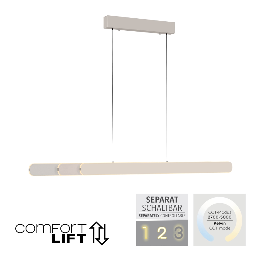 Schöner Wohnen 12577-39 - Lustră LED dimabilă pe cablu ADRIANA ROUND, 2xLED/24W/230V, 2700/3000/3500/4000/5000K, 160 cm, gri