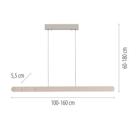 Schöner Wohnen 12577-39 - Lustră LED dimabilă pe cablu ADRIANA ROUND, 2xLED/24W/230V, 2700/3000/3500/4000/5000K, 160 cm, gri