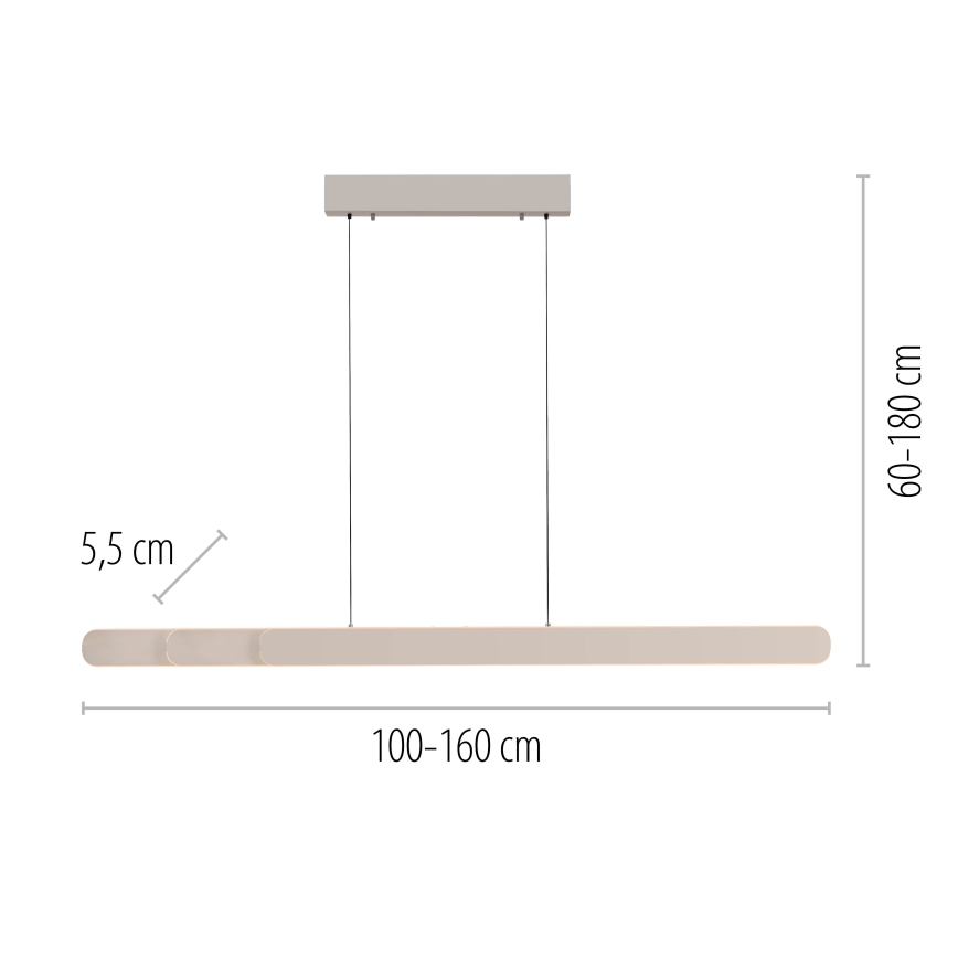 Schöner Wohnen 12577-39 - Lustră LED dimabilă pe cablu ADRIANA ROUND, 2xLED/24W/230V, 2700/3000/3500/4000/5000K, 160 cm, gri