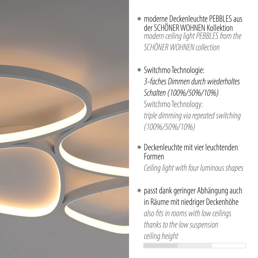 Schöner Wohnen 14038-16 - Plafonieră LED dimmabilă PEBBLES LED/35,5W/230V albă
