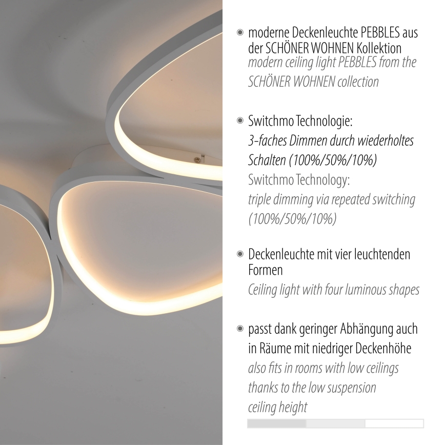 Schöner Wohnen 14039-16 - Plafonieră LED dimerizabilă PEBBLES LED/35,5W/230V albă