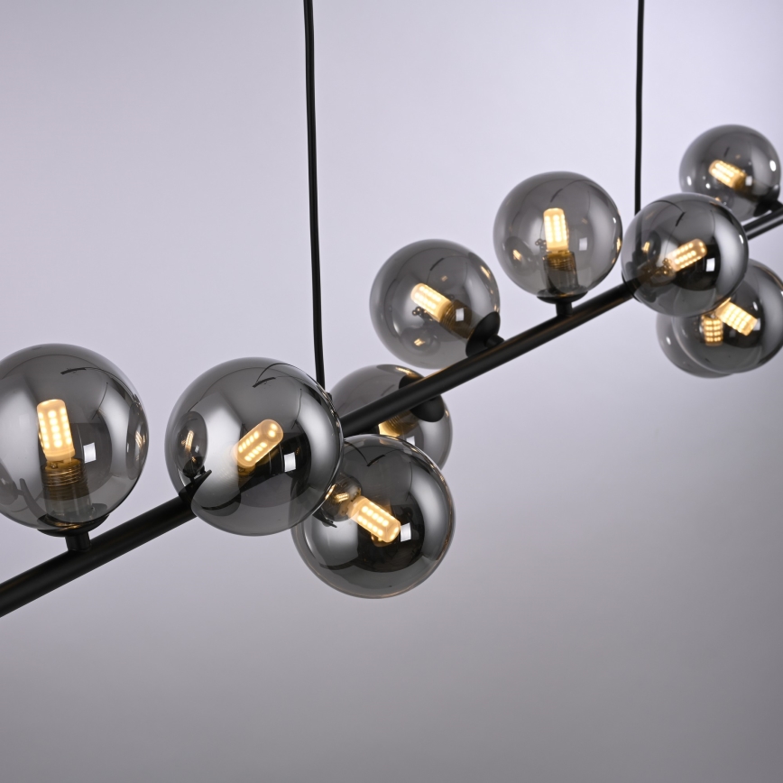 Schöner Wohnen 14504-18 - Lustră LED suspendată pe cablu DUBAI, 13xG9/3W/230V, 118 m, negru/fumuriu