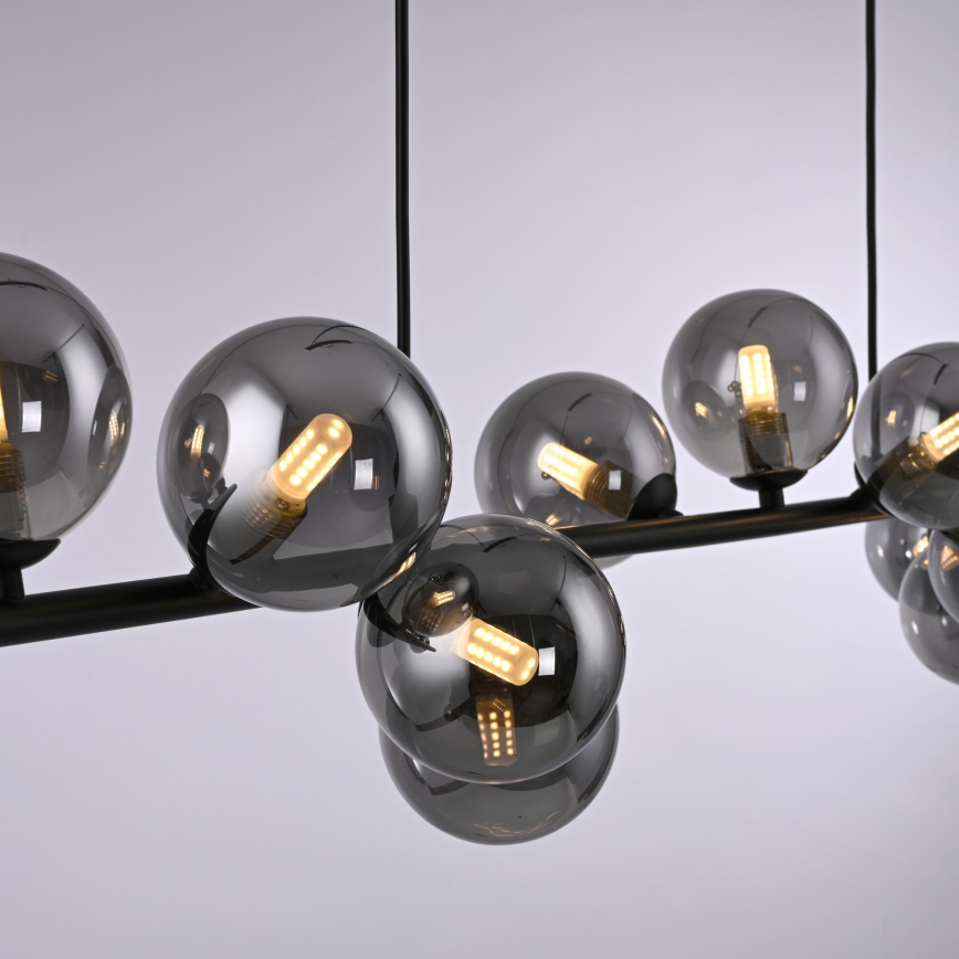 Schöner Wohnen 14504-18 - Lustră LED suspendată pe cablu DUBAI, 13xG9/3W/230V, 118 m, negru/fumuriu