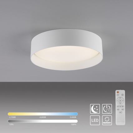 Schöner Wohnen 14593-16 - Plafonier LED dimabil TAVOLI, 10 W, 230 V, 2700–6500 K, Ø 28,5 cm, alb + telecomandă