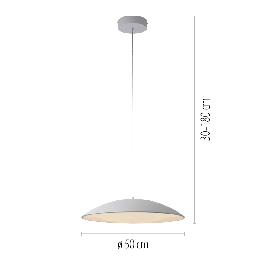 Schöner Wohnen 14607-16 - LENTE - lampă suspendată LED reglabilă pe cablu, 23W/230V, Ø 50 cm, albă
