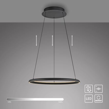 Schöner Wohnen 15570-18 - Lustră suspendată LED reglabilă pe cablu QUILLO LED/36W/230V, Ø 60 cm, neagră