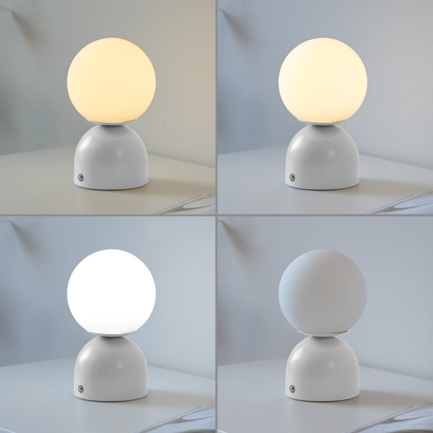 Schöner Wohnen 19218-16 - Lampă LED de birou RUDI, reîncărcabilă, reglabilă, cu control tactil, 1,2 W/5 V, 3000-6000 K, 1200 mAh, alb