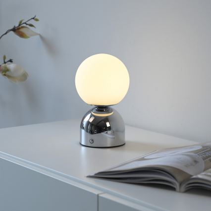 Schöner Wohnen 19218-17 - Lampă de birou LED RUDI, tactilă, cu reglare a luminozității, reîncărcabilă LED/1,2W/5V 3000-6000K 1200 mAh crom lucios