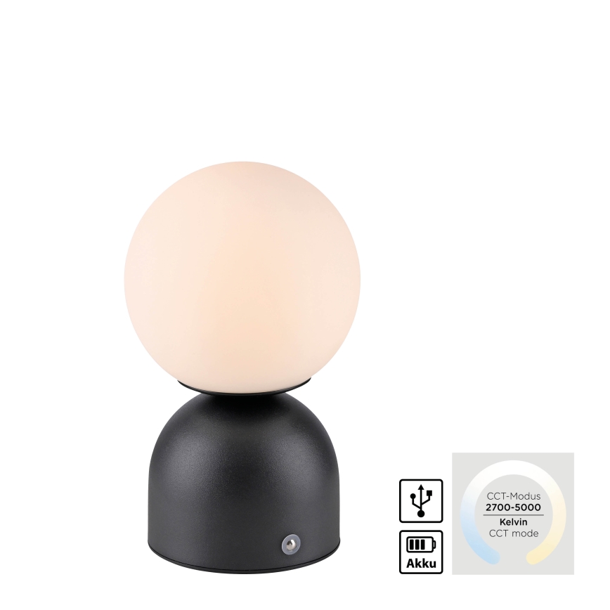 Schöner Wohnen 19218-18 - Lampă de birou LED RUDI, tactilă, cu reglare a intensității, reîncărcabilă LED/1,2W/5V 3000-6000K 1200 mAh neagră