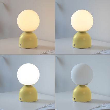 Schöner Wohnen RUDI 19218-81 - Lampă de birou LED reîncărcabilă, tactilă şi cu reglare a intensităţii, 1,2 W / 5 V, 3000–6000 K, 1200 mAh, galbenă